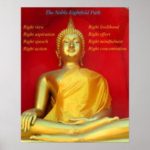 Guld- Buddha och nobel Eightfold väg Poster