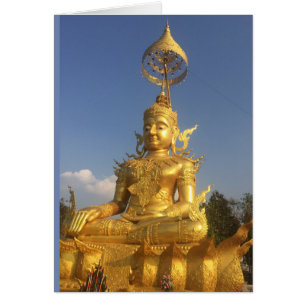 Guld- Buddha på Wat Doi Saket, Chiang Mai Hälsningskort