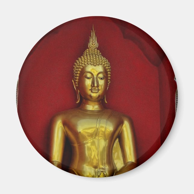 Guld Buddha Round Magnet (Framsidan)