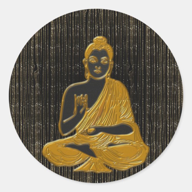 guld Buddha Runt Klistermärke (Framsida)