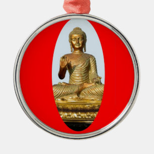 Guld- Buddha & sakralt rött vid SHARLES Julgransprydnad Metall