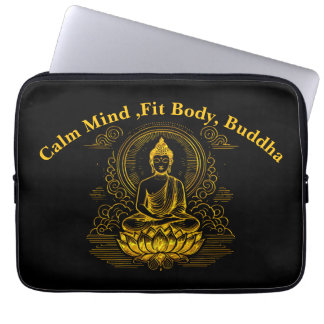 Guld Buddha Sitta i Lotus Pose Laptop Fodral