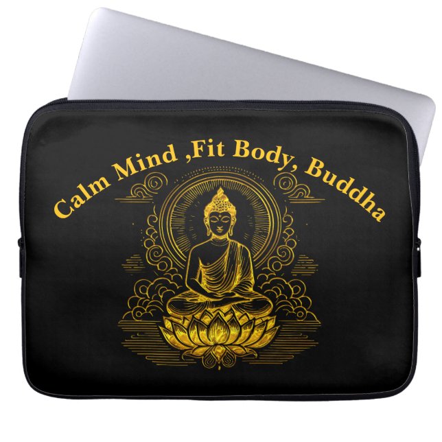 Guld Buddha Sitta i Lotus Pose Laptop Fodral (Framsidan)