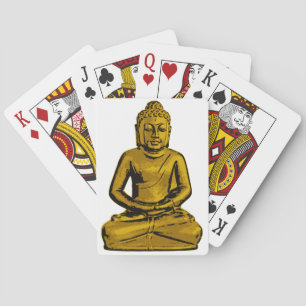Guld- Buddha som leker kort Spel Kort