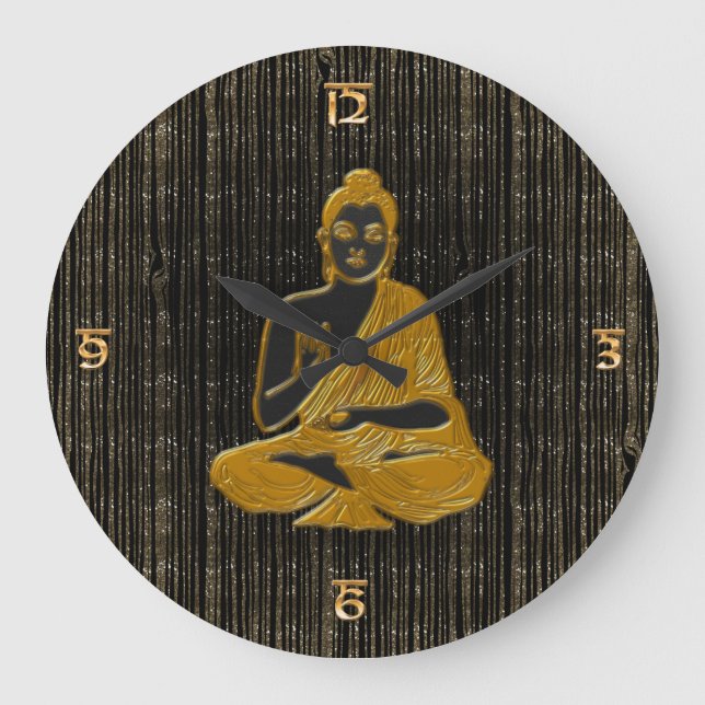 guld- Buddha Stor Klocka (Framsida)