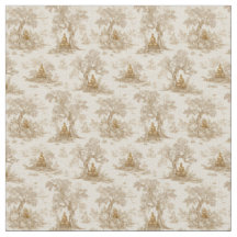 Guld Buddha Toile de Jouy Klassiskt Mönster