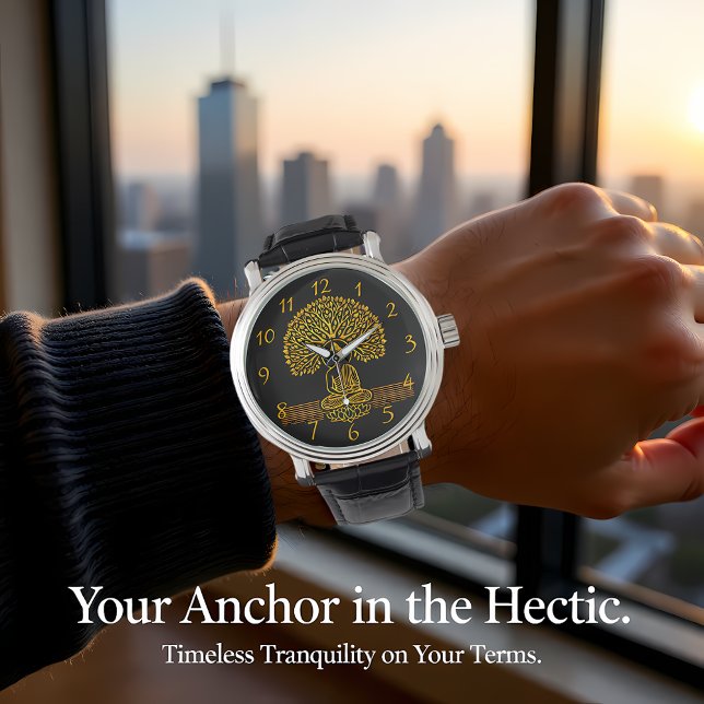 Guld Buddha under Träd med Lotus Flower Armbandsur (Skapare uppladdad)