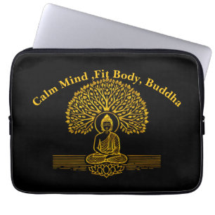 Guld Buddha under Träd med Lotus Flower Laptop Fodral