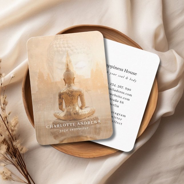 Guld Buddha – Yoga Reiki Meditation Visitkort (Golden Buddha – Yoga Reiki Wellness Business Card)