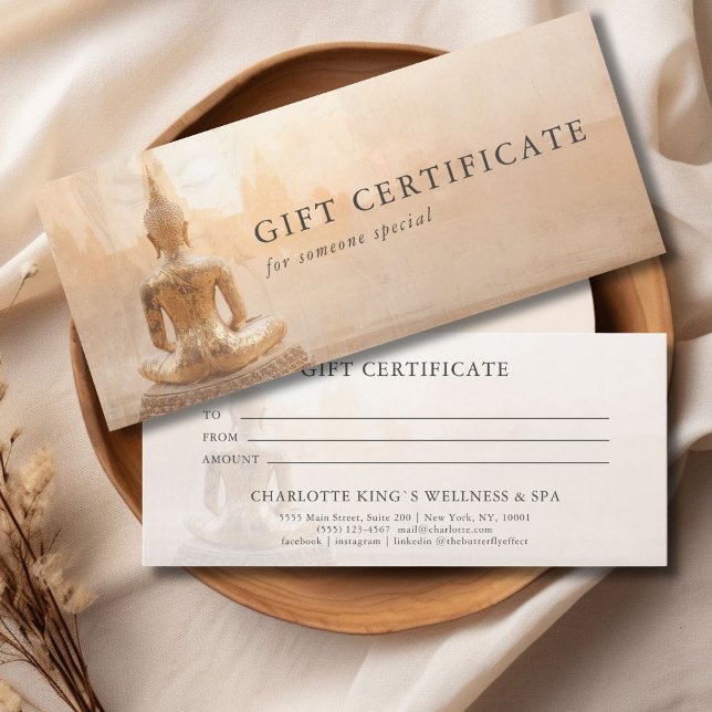 Guld Buddha – Yoga Reiki Salong Presentkort (Golden Buddha – Yoga Reiki Salon Massage Wellness & more Custom Gift Certificate)