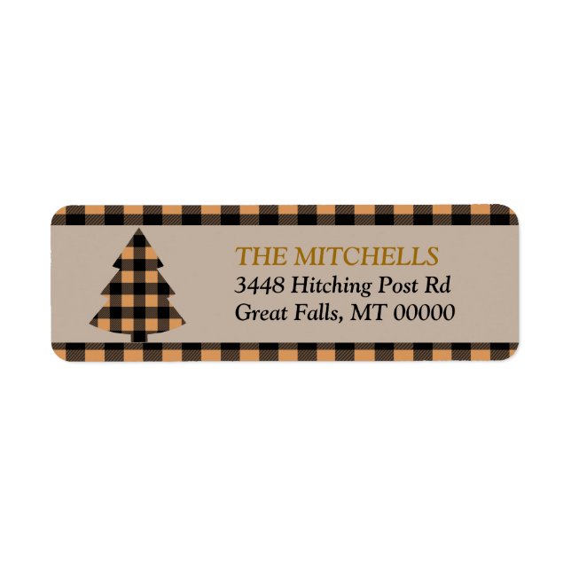 Guld Buffalo Play Gräns Julgran Returadress Etikett (Framsidan)