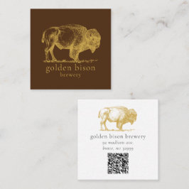 Guld Buffalo QR-kod Brun fyrkantskort Fyrkantigt Visitkort