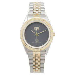 Guld Buffalo Skull Black Metallic Watch Armbandsur
