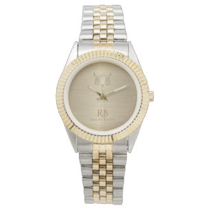 Guld Buffalo Skull Luxury Metallic Watch Armbandsur