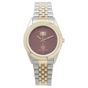 Guld Buffalo Skull Red Metallic Watch Armbandsur