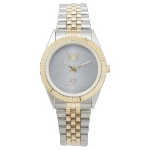 Guld Buffalo Skull Silver Metallic Watch Armbandsur