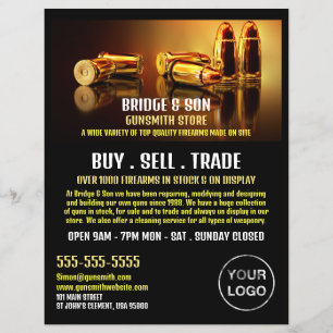 Guld Bullets, Gunsmith, Gunstore Advertising Reklamblad