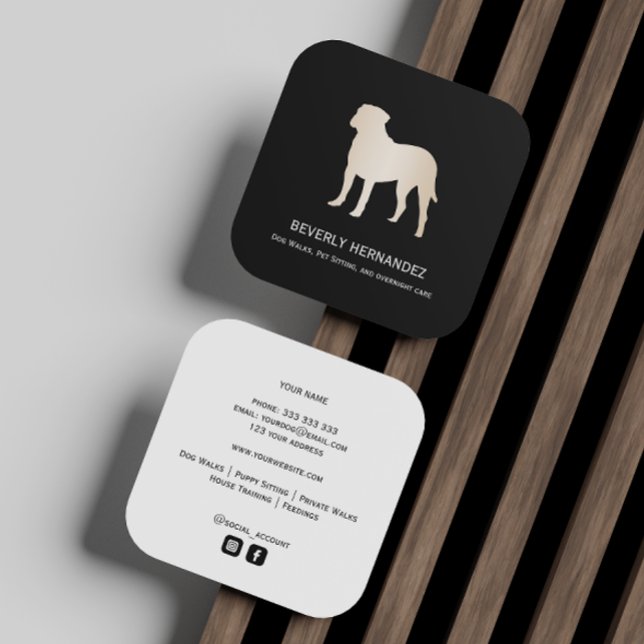 Guld Bullmastiff Dog Walker Trainer Puppy sitta Fyrkantigt Visitkort (Skapare uppladdad)