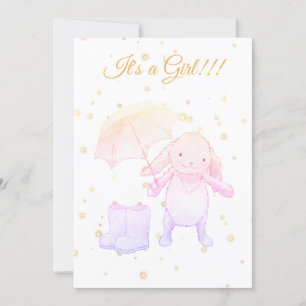 *~* Guld Bunny Umbrella Baby Shower-inbjudan Inbjudningar