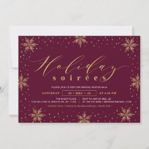 Guld & Burgunder Corporate Holiday Soiree-fest Inbjudningar