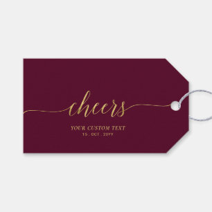 Guld & Burgunder Elegant Bokstavsdesign Firar Fest Presentetikett