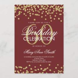 Guld Burgundy 60:e Födelsedagsfest Glitter-konfett Inbjudningar