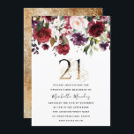Guld Burgundy Blommigt Elegant 21:a födelsedag Par Inbjudningar<br><div class="desc">Guld Burgundy Blommigt Elegant 21:a födelsedagsinbjudan Se matchningssamling i Niche och Nest Store Vi har också många andra inbjudningar och samlingar.</div>