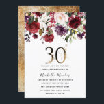 Guld Burgundy Blommigt Elegant 30års födelsedag Pa Inbjudningar<br><div class="desc">Guld Burgundy Blommigt Elegant 30års födelsedag Party bjudan Se matchningssamling i Niche and Nest Store Vi har också många andra inbjudningar och samlingar.</div>