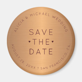 Guld burgundy bröllop spara datum av lyxkoppar magnet