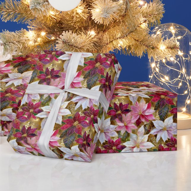 Guld Burgundy Brons Rosa Röd Vit Julstjärna Presentpapper (Helgdagar)