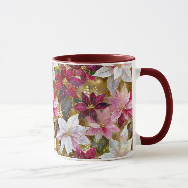 Guld Burgundy Bronze Rosa Red White Poinsettia Mugg (Höger)