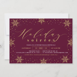 Guld & Burgundy Corporate Helgdag Soiree Party Inbjudningar