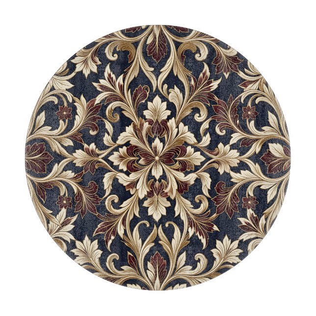 Guld Burgundy Damask Mönster Ornate Barock (Framsidan)