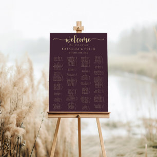 Guld Burgundy-diagram för alfabetiskt säte Poster