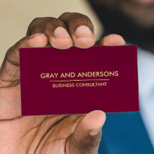 GULD BURGUNDY ENKEL MINIMAL PROFESSIONELL REN VISITKORT