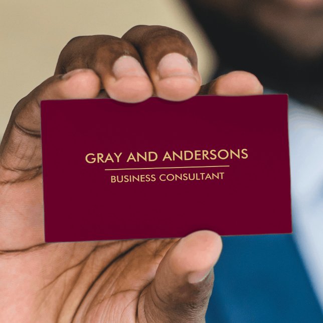 GULD BURGUNDY ENKEL MINIMAL PROFESSIONELL REN VISITKORT (Skapare uppladdad)