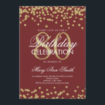 Guld Burgundy Glitter Konfetti vid 80:e Födelsedag Inbjudningar<br><div class="desc">Elegant 80:e födelsedag Faux Glitter Confetti Guld Burgundy inbjudningsmall. Underbar i 80 födelsedagsfester eller mer!</div>