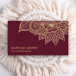 Guld Burgundy Henna Mehndi Islamisk Visitkort