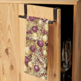 Guld Burgundy Julgran Helgdag Kitchen Towel Kökshandduk