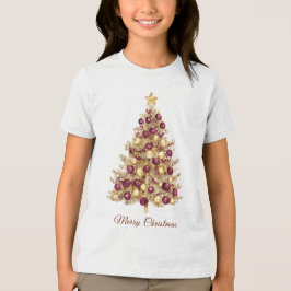 Guld Burgundy Julgran Helgdag T-Shirt