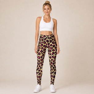 Guld Burgundy Leopard Leggings