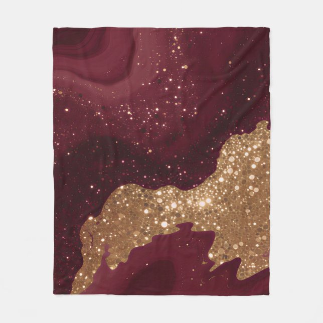 Guld Burgundy Lyx Modern Samling Fleecefilt (Framsidan)