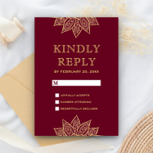 Guld Burgundy Mehendi Henna Indiskt Bröllop