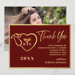 Guld Burgundy Modern sjuksköterskeskola Studenten Tack Kort