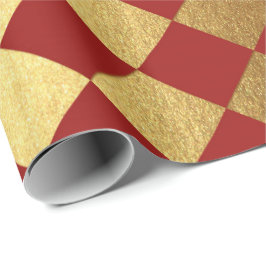 Guld Burgundy Red Vin Metallic Square Chessboard Presentpapper