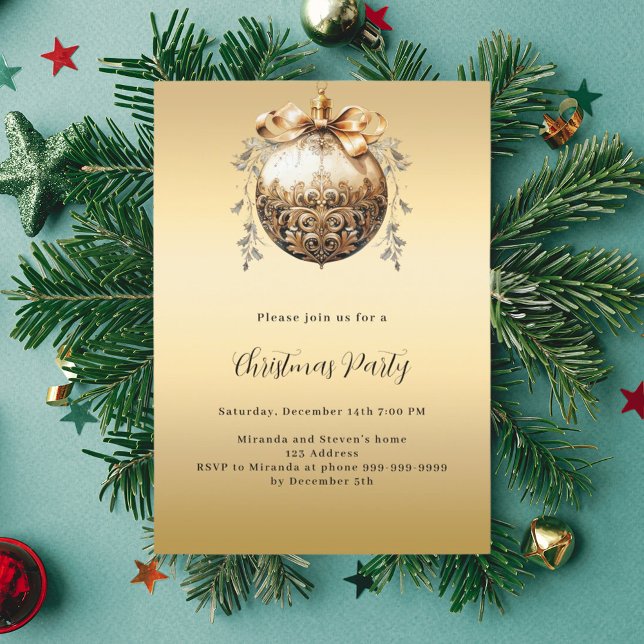 Guld-burktåring jul Party Inbjudningar (Skapare uppladdad)