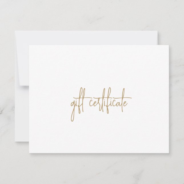 Guld Business Gift Certificate för enkel Elegant (Framsida)