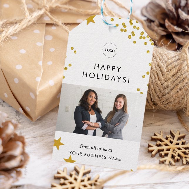 Guld Business Logotyp & Team Photo Company Presentetikett (Skapare uppladdad)