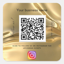 Guld business namn qr-kodinstagram fyrkantigt klistermärke