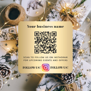 Guld business namn qr-kodinstagram fyrkantigt klistermärke
